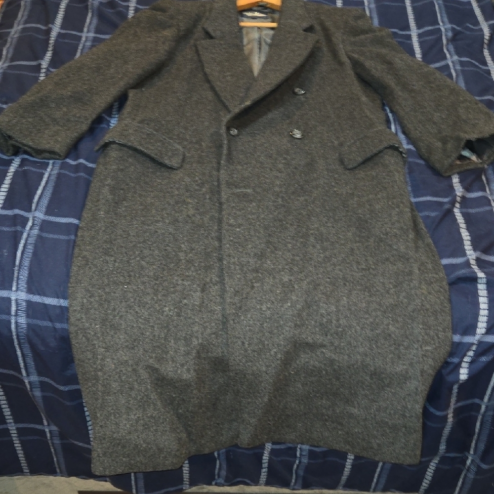 Towncraft Gray Wool Long DRESS Coat Mens Tall